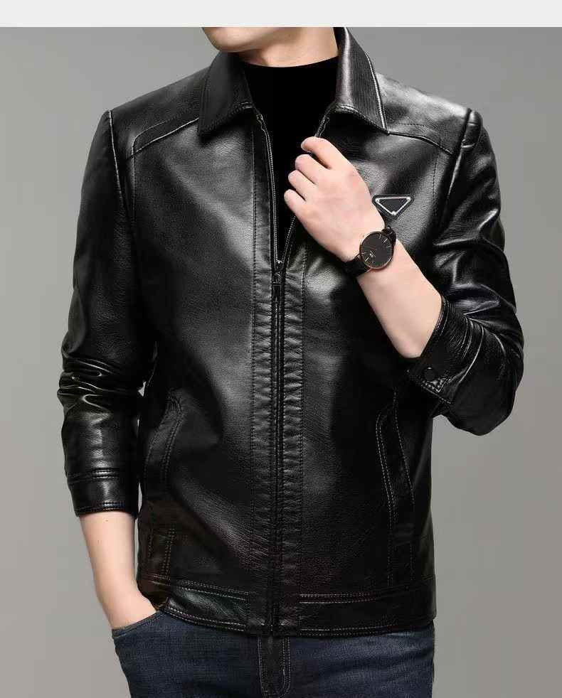 Mens Luxury Men's Jackets Jackets Stand Collar Leather Windproof Brown Black Jackets Mens Motorcycle Spring Autumn Zippers Coats Hiking Travel