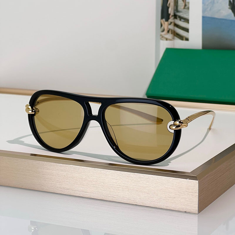 25ss Polyamide pilot sunglasses men designer outdoor casual flying goggles Black framed yellow lens glasses BV1418S Metal mirror legs with aerodynam