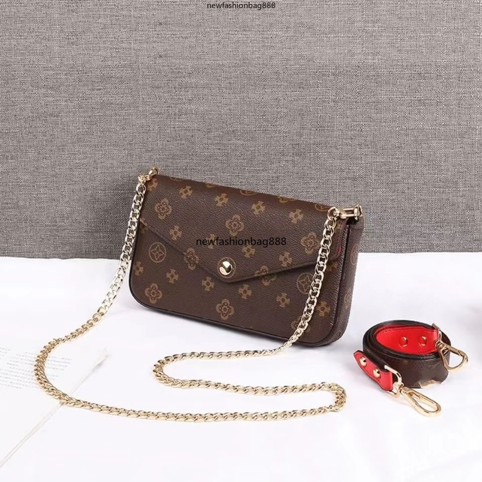 high quality luxury Genuine Luxurys Purse Designers Leather POCHETTE FeLICIE handbags Wallet Holder Wallets Men Women COIN CARD Holders Lambskin Key