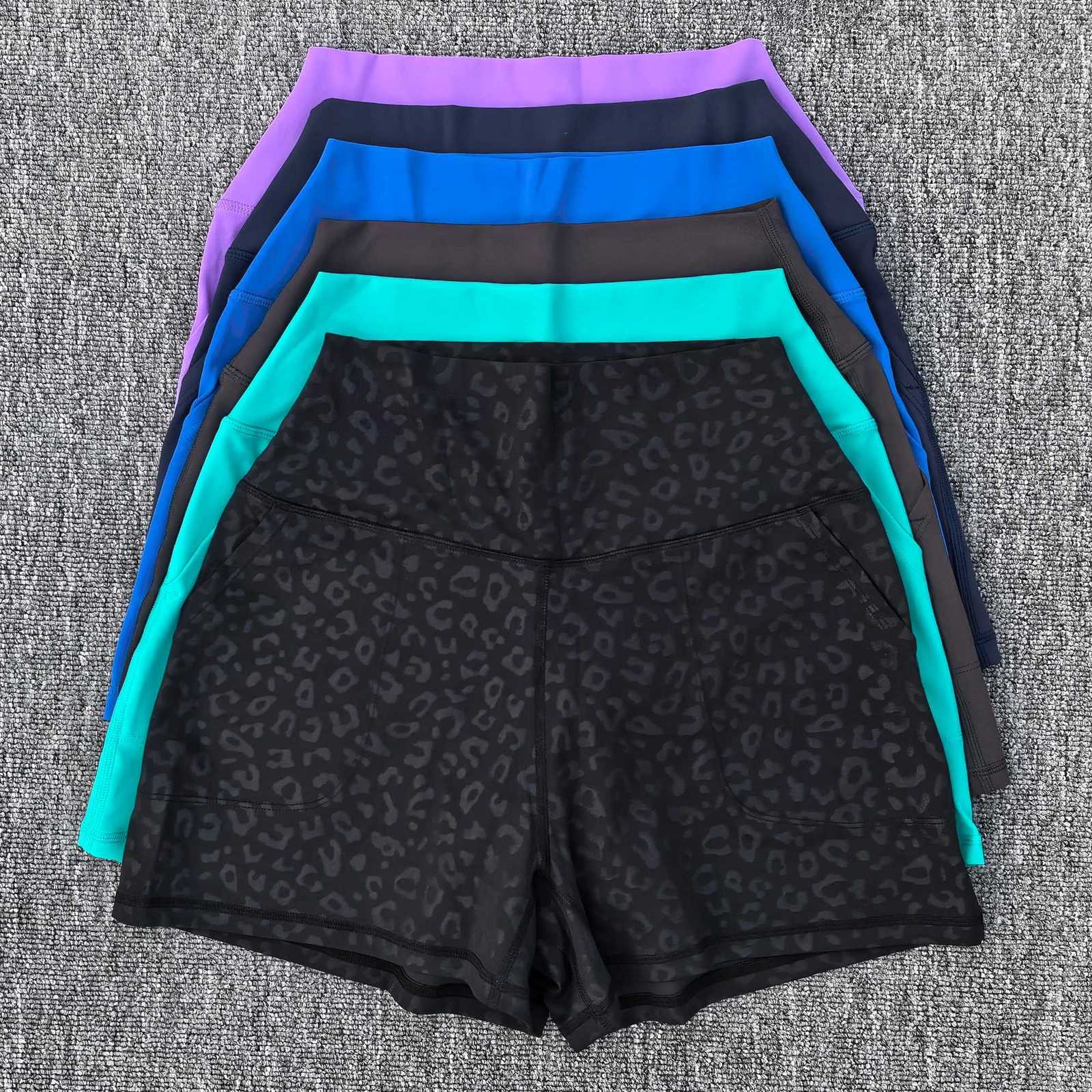 Solid Color Womens Sports Yoga Shorts Womens Casual Sports Shorts Hip Lifting Fitness Shorts High Waisted Pocket Shorts XJ250724