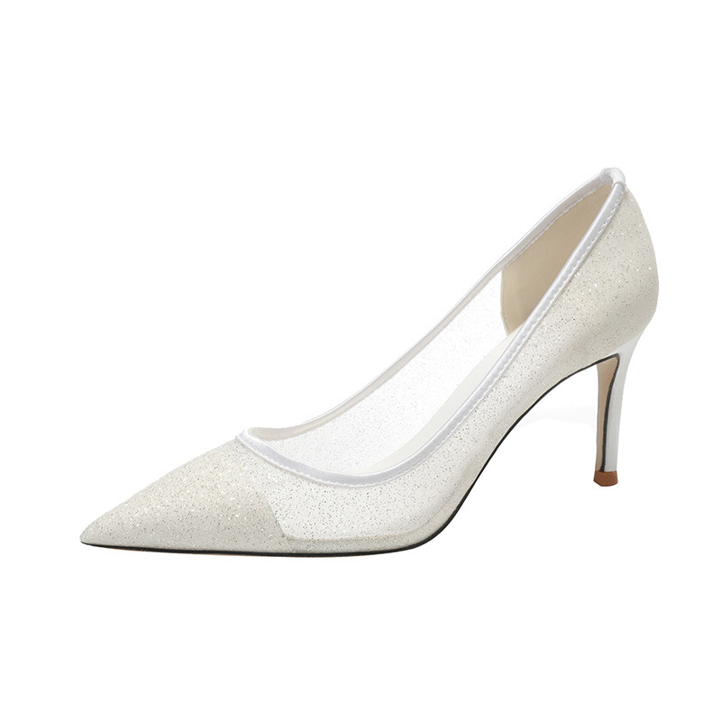Elegance Fashion Shallow Mesh Women Pumps Luxury Thin High Heels Spring Summer Bridal Wedding Banquet Party Shoes OL Formal Dress Business