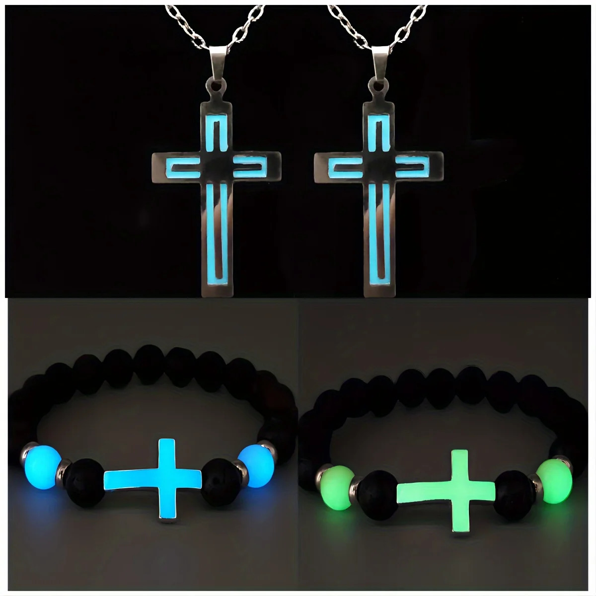 4Pcs Cross Charm Light Up in the Dark Bracelets BFF Bracelets 250724