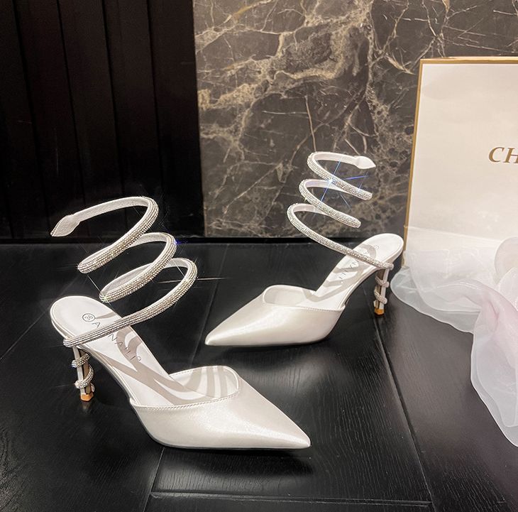 Elegance Stylish Women Pumps Rhinestone Luxury Slingbacks Point Toe Thin High Heels Spring Summer Bridal Party Shoes Oversize OL Formal Dress Busine