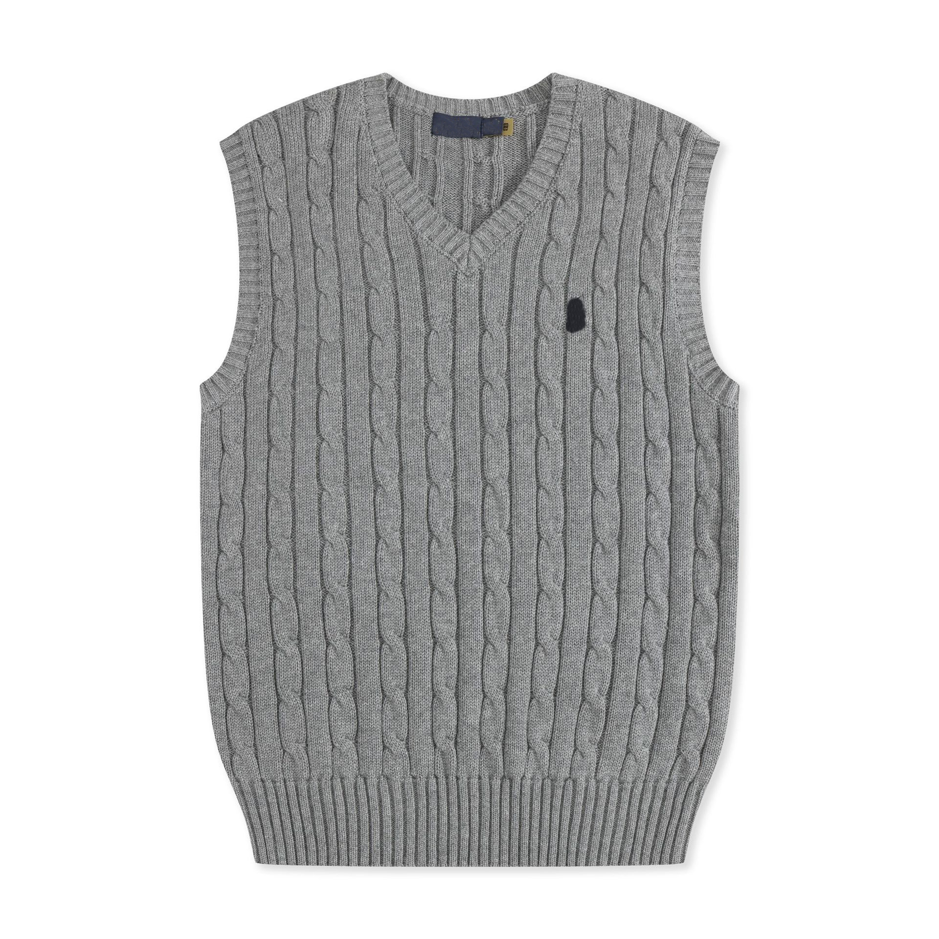 Men Knit Vest V Neck Sleeveless Twist Pattern Pullover Cotton Sweater Vest Unisex Warm Casual Waistcoat
