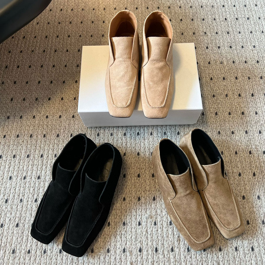 High quality real Leather suede Square Toes High-top loafers Flat shoes slip on shoes Dress shoes Luxury designer shoes for womens Walking shoes
