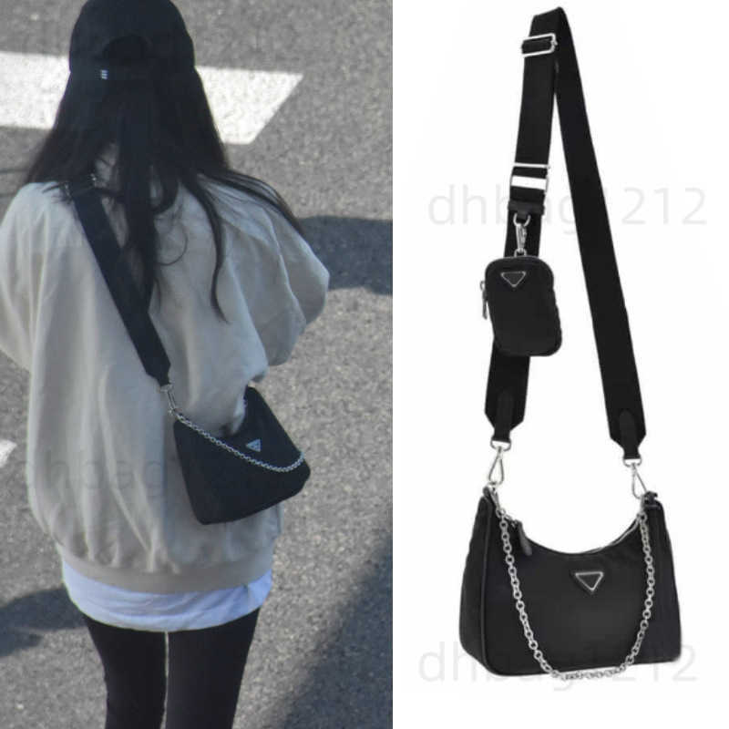 2025 Celebrity Yang Mi Same Style Nylon Three-in-One Bag Hobo Underarm Bag Chain Crossbody Handbag for Women T250723