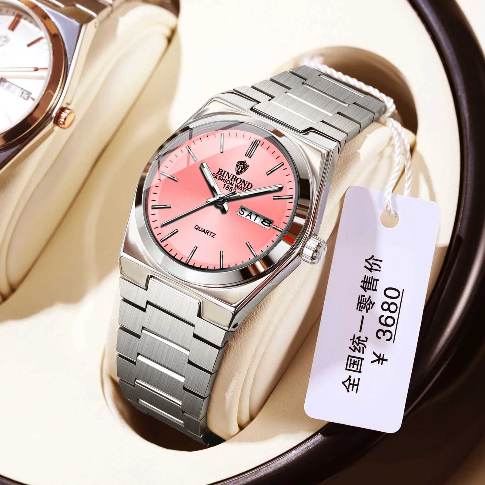 BINBOND Top Brand New 103 Fashionable Mens Quartz Watch Waterproof Night Light Dual Calendar Ultra Thin Mens Quartz Watch W250724