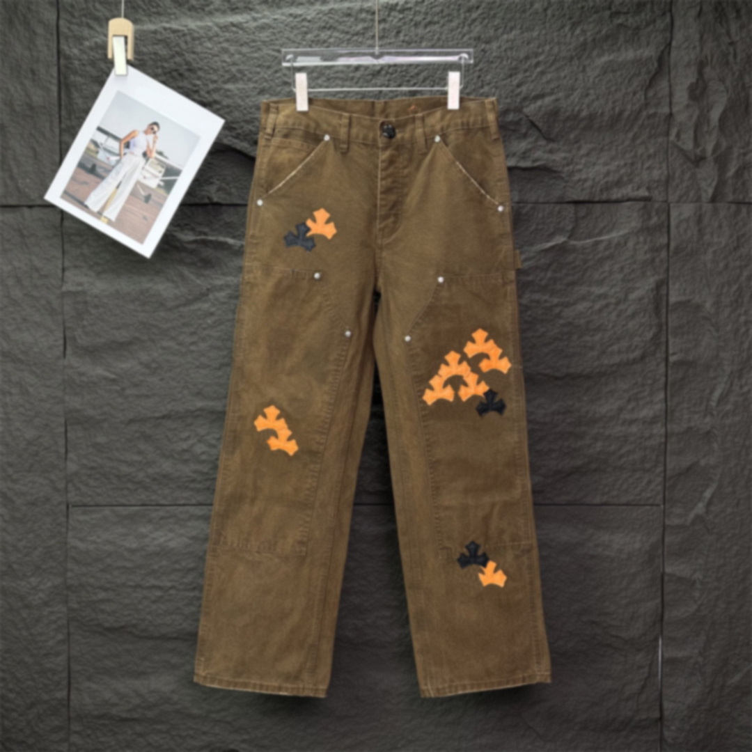 2025ss Men's Plus Size Jeans Men's and Women's Long Pants Wide Leg Pants High Street Tight Distressed Denim Pants S722K24