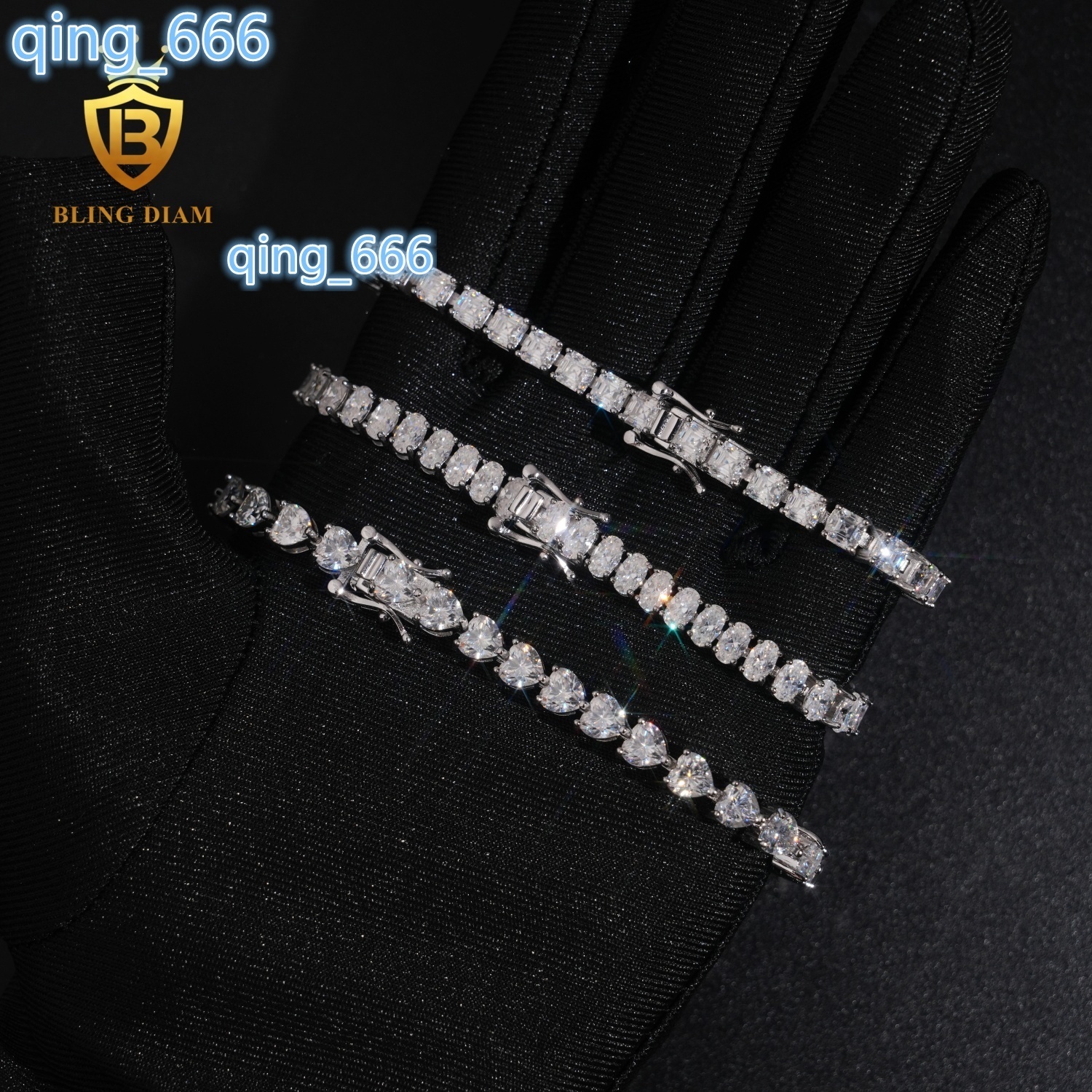2025 New Design Heart Shape Moissnaite Jewelry Tennis Chain 925 Silver Iced Out Moissanite Bracelet Pass Diamond Tester with GRA