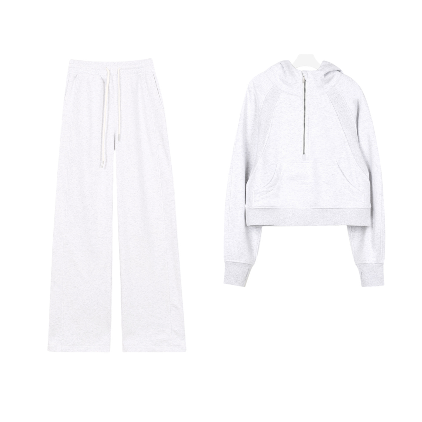Women's J266 Hooded Loose Half-Zipper Sweater Two Piece Set Sports Cardigan Jacket Yoga Autunm Winter Coat