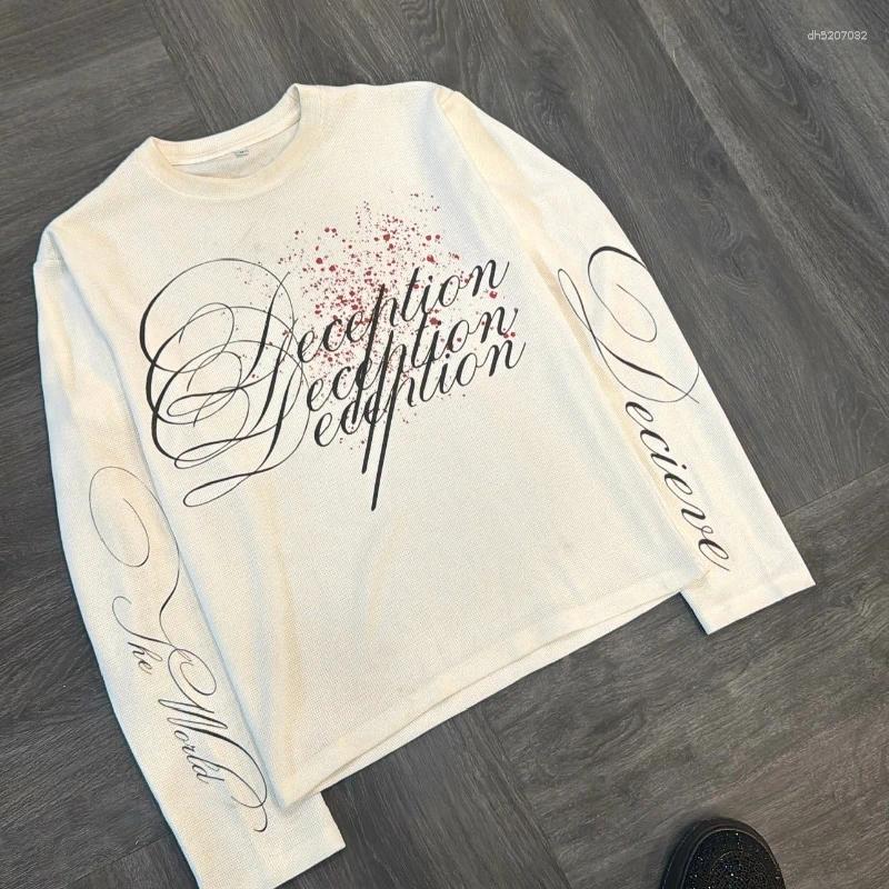 Hoodies pour hommes HARAjuku Lettre d'impression à manches longues décontractée Tops rétro Hip Hop Gothic Streetwear Streetwear Unisexe Pullover