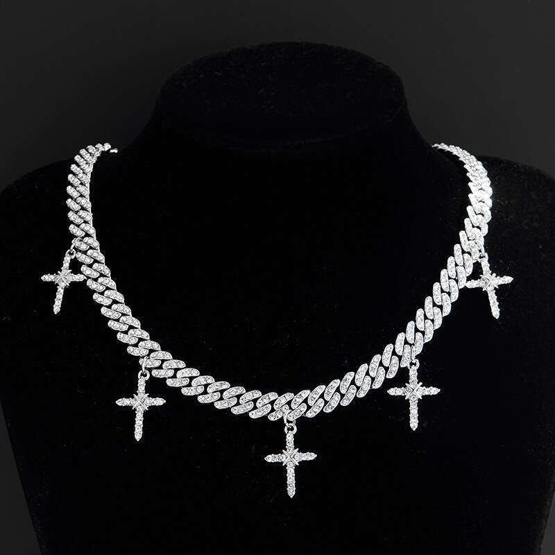New Cross Necklace Niche Design Full Dia Fashion Autumn Winter Accessories Hip Hop Jewelry