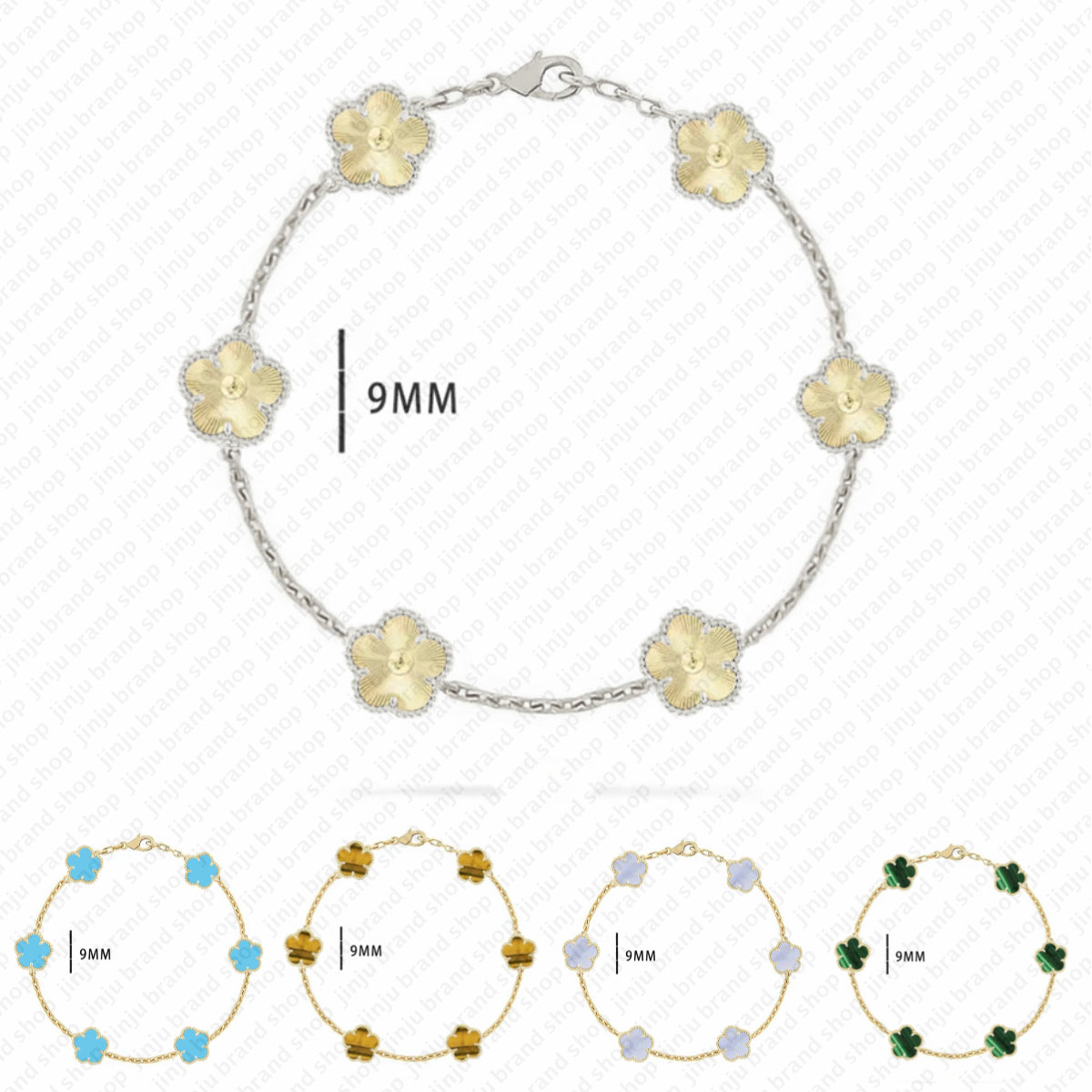six flower clover bracelet designer jewelry luxury bracelet Classic Party charm bracelet with diamond stainless steel bracelet womens 9mm flower bra