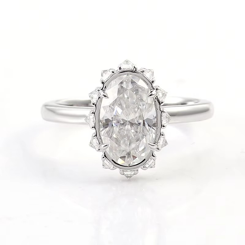Oval Cut 2 Carat Lab Grown Diamond with IGI Certificate Ring 10k Gold Ring Women Wedding Party Fine Jewelry Rings