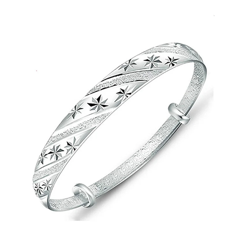 Fashion 925 Sterling Silver Meteor Shower Lucky Bracelet Bangle For Women Wedding Jewelry And 250725