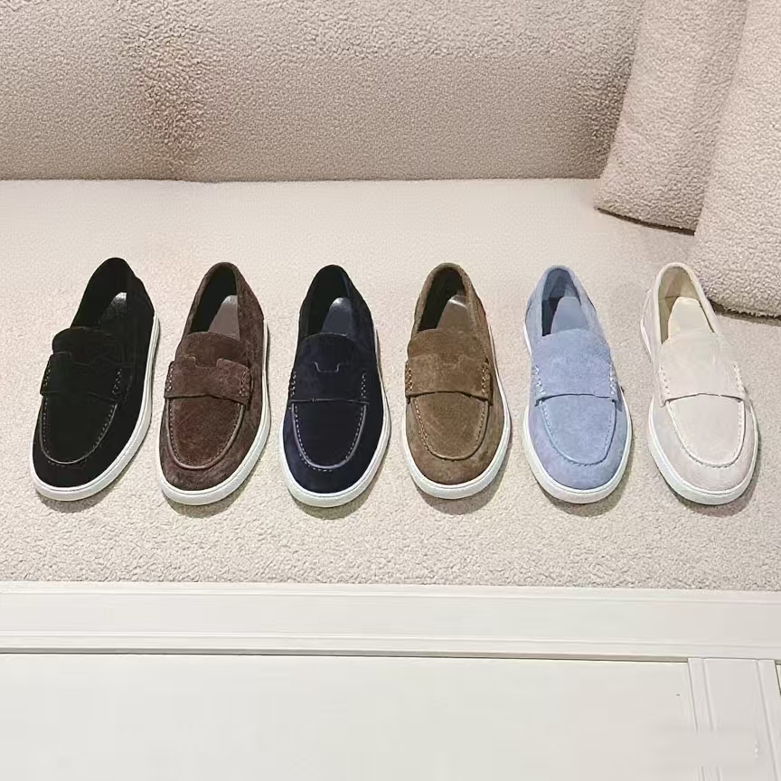 2025 Designer Loafers Dress shoes Walk Charms Embellished Casual Shoes Mens Womens Suede Loafers Couple Shoe Genuine Leather Flat For Men Women With