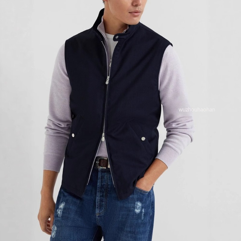 Mens Elastic Vest Winter Cotton Spandex Coats Khaki Blue Black B1289