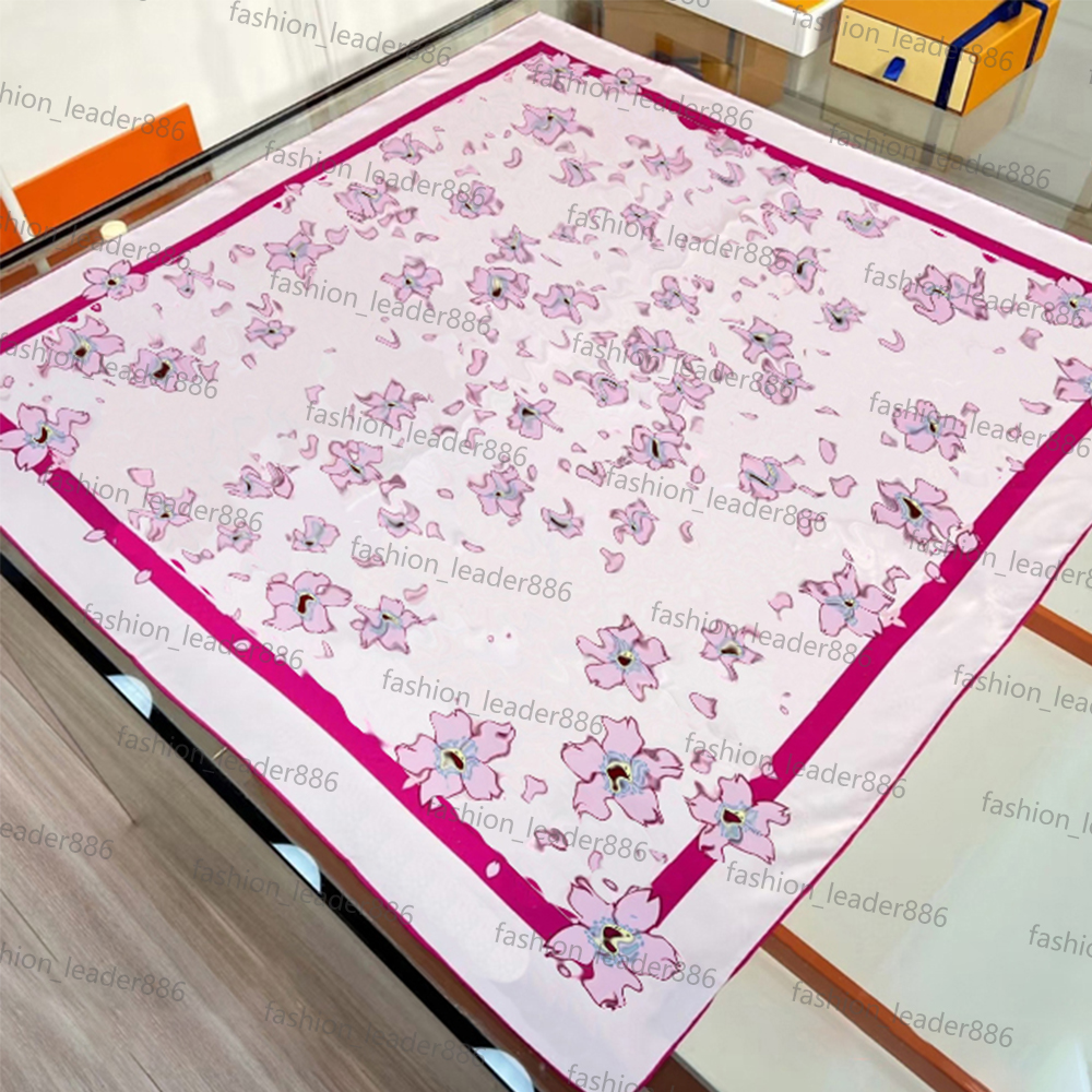 Double Sided Cherry Scarf Silks Cotton Blend Women Fashion Silken Designers Scarves Top quality Luxury Silk color blocking fringed edges designer