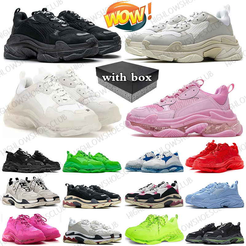 With Box triple s designer sneakers casual shoes for men women Black White Pink mens trainers sports runners