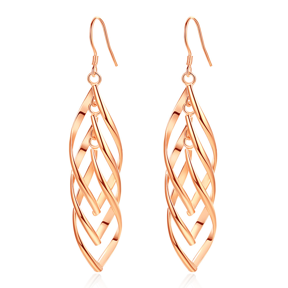 Solid Sterling Silver Plated Double Twisted Fringe Drop Earrings with Classic Design - Elegant Accessory
