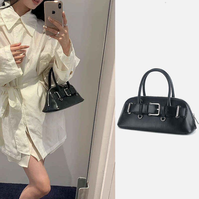 Designer Bag Tote Bag Shoulder Bag Korean Niche Design OS Shell Internet Celebrity Same Style Belt Buckle Half Moon Fashion Genuine Leather Handbag