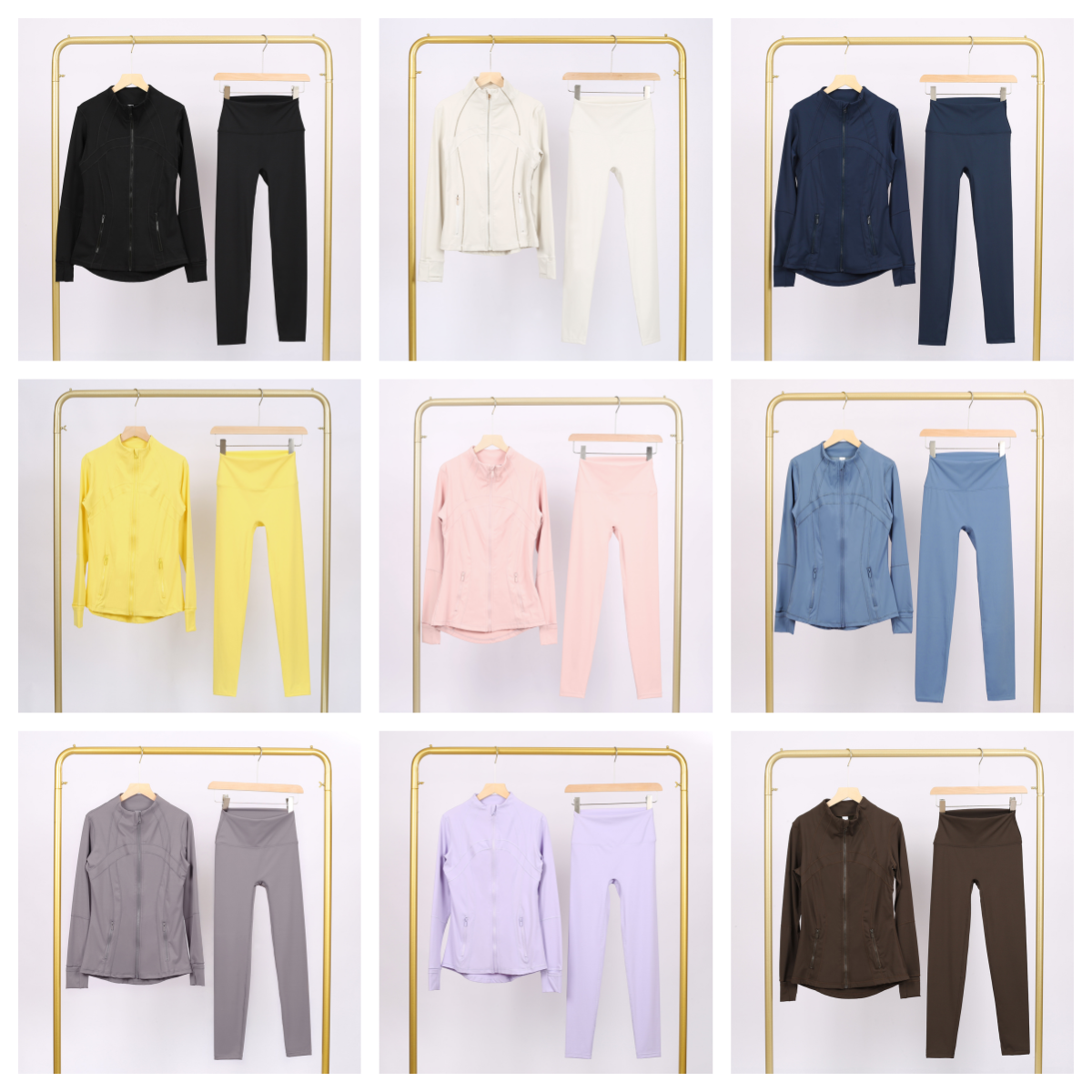 Designer Womens Yoga Tracksuits Sportswear Jacket Nine Pants Set Gold Zipper Long Sleeve Slim Fit Coat Stretchy Quick Dry Fitness Clothing Sport Car