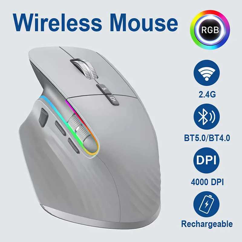 2.4G Wireless Mouse Bluetooth RGB Rechargeable Ergonomic Design Computer Mice For Computer Gaming Office R250724-image-1068117605