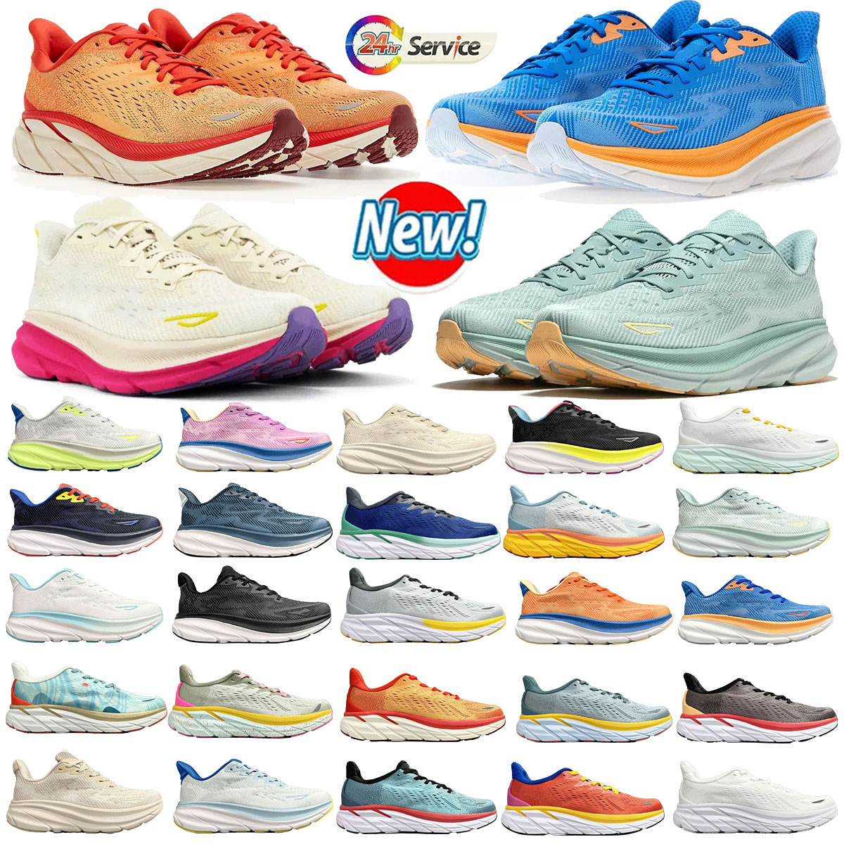 Bondi 9 Designer Hokasneakers hommes Chaussures décontractées Bondi 8 Clifton 9 Sports Harbor Mist Blé Blé Yellow Carbon X 2 Free People Designer
