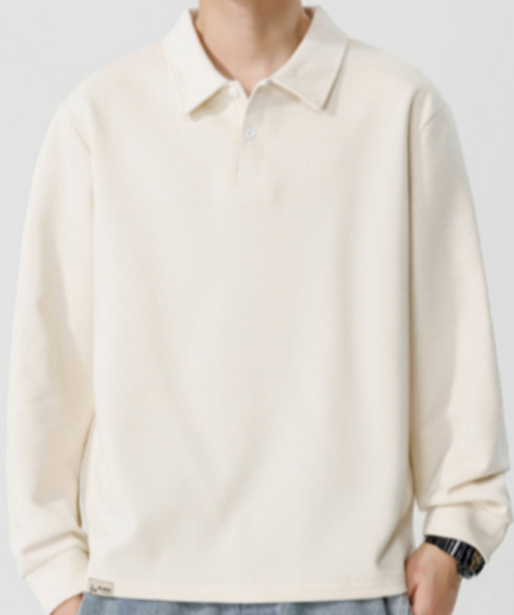 438 Men Long-sleeved Autumn and Winter Heavy Solid Color Lapel Youth Casual