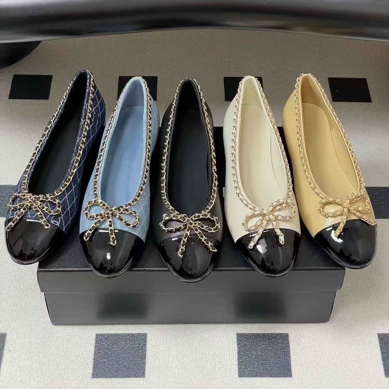 Loafers designer shoes ballet flats for Women Leather Bow Dress Shoes Fashion Luxury Flat Boat Shoes Canvas Shoes Leather sole EU34-43 With box