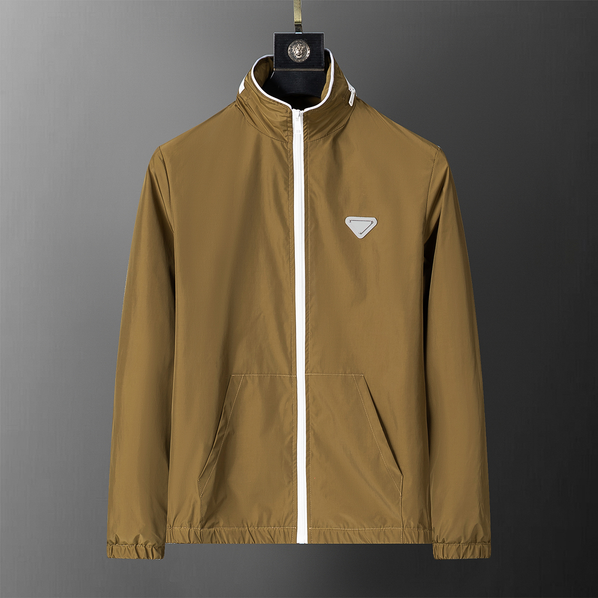 Spring Autumn Mens Jacket Fashion Double Zip Hooded Outdoor Jacket Black Coat Pocket Sportswear