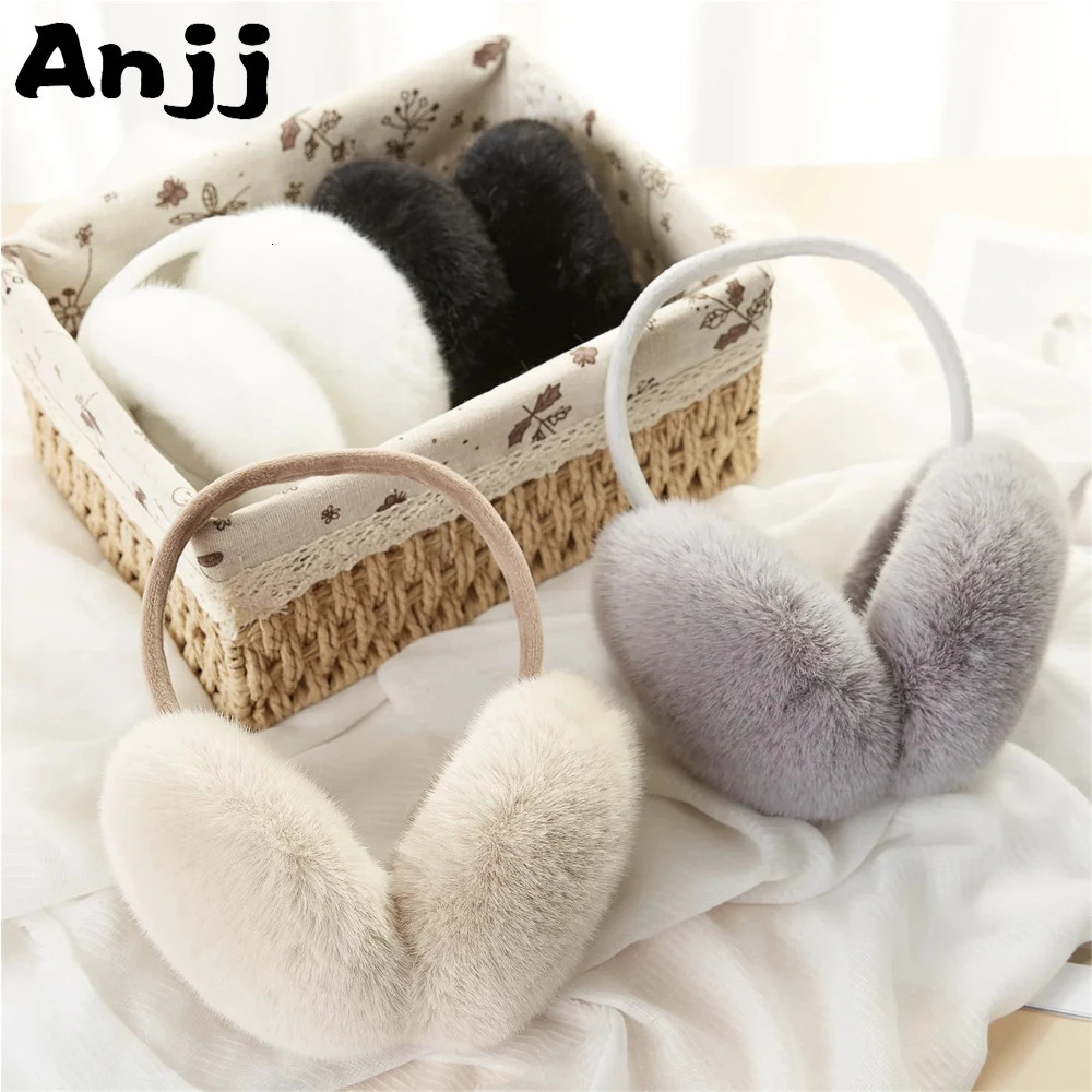 Anjj High Quality Earmuffs Faux Rabbit Fur Hang Ear Cover Warm Winter Ear Muffs Fur Earmuffs Unisex Adult Ear Warmer Fold 250724