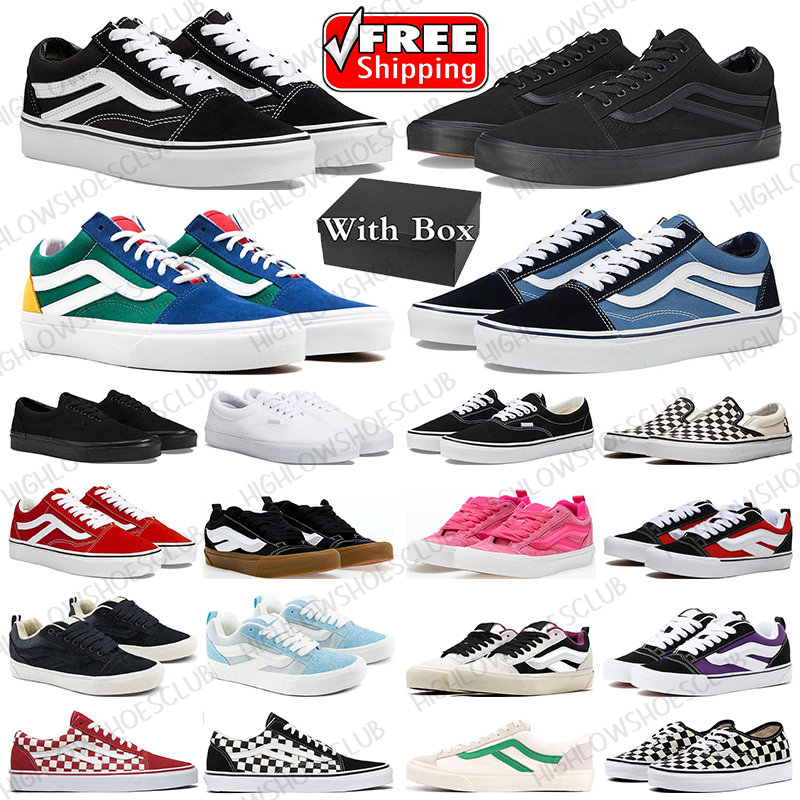 Free Shipping With Box designer canvas casual shoes knu skool vanes for men women skate shoes mens trainers sneakers sports outdoor