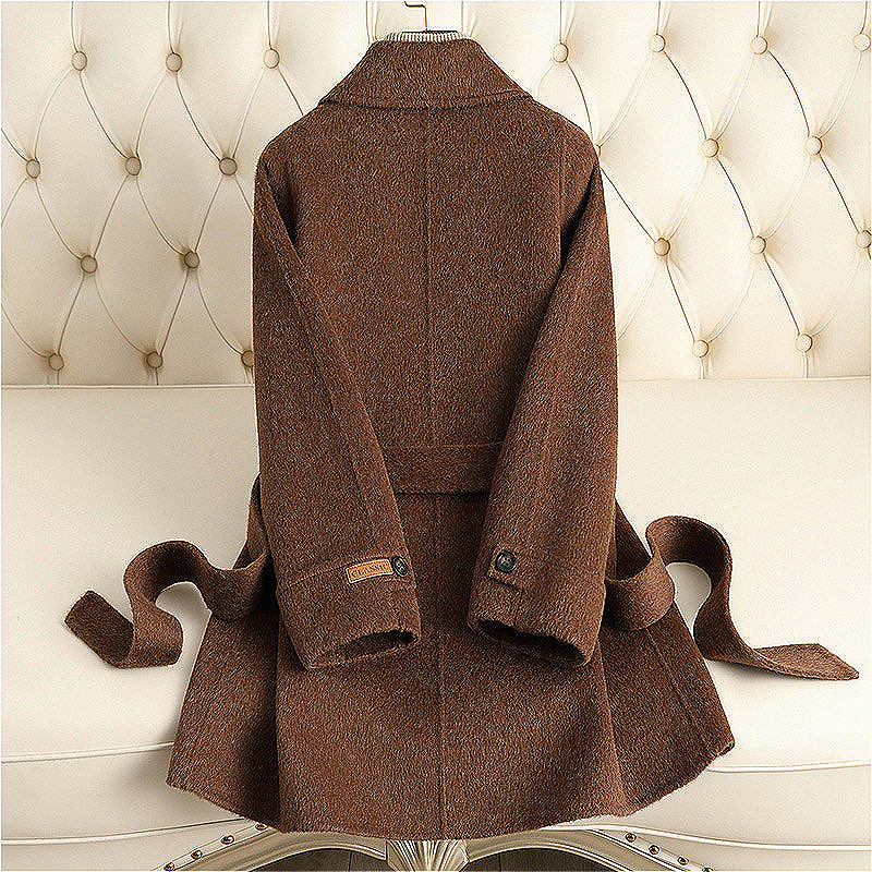 D5123 Automne et hiver nouveau manteau en laine de style luxe léger haut de gamme de petite taille moyen et long pour les femmes