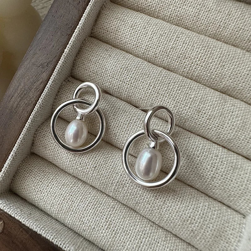 S925 Sterling Silver Korean Niche Sense Retro Water Drop Pearl Earrings Spanish Personalized Ear Jewelry Wholesale 250722
