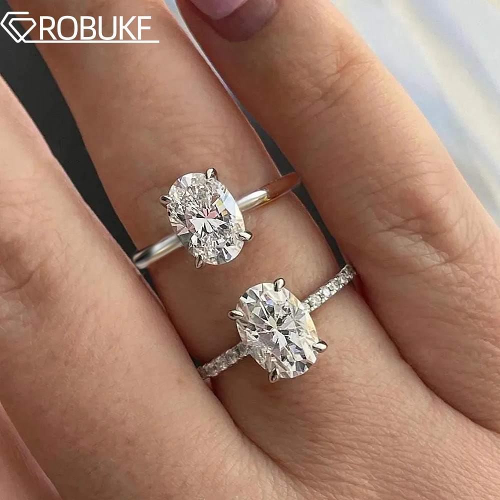 4.5CT Oval Cut Full Rings for Women Sparkling Diamond S925 Sterling Silver Plated 18K Wedding Band Jewelry With GRA 250715