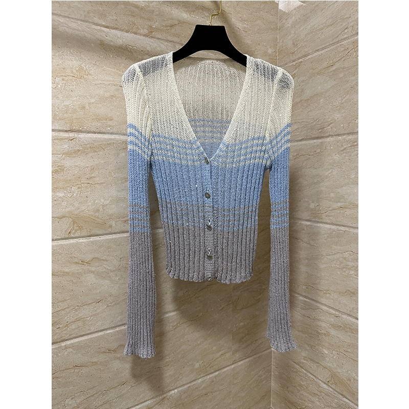 Designer Women's Sweaters V-neck Long Sleeve Knitting Cardigan Women Ladies Elegant Single-Breasted Sweater
