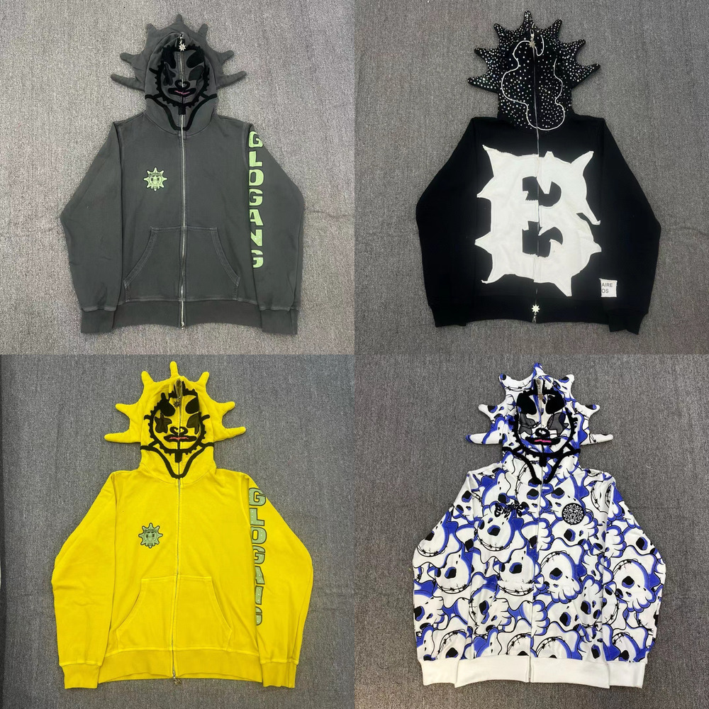 Glo Gang Designer mens hoodie Street Glory Full Glo Cartoon Print Zipper sweater Pants Unisex Y2K Camouflage Hooded Sweatshirts GLO GANG Tracksuits
