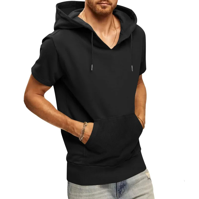 2024 Mens Athleisure European and American Hooded Loose Short Sleeves250723250723