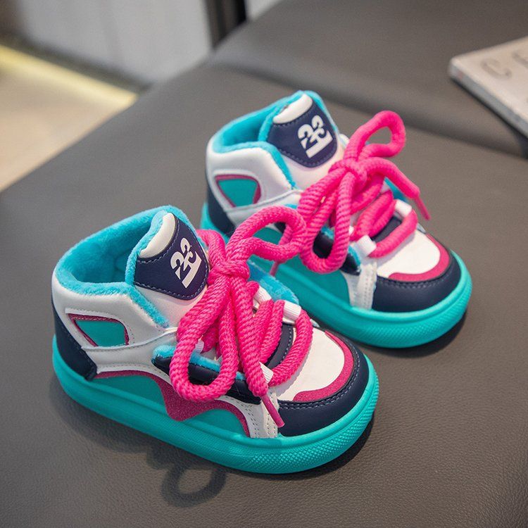 Winter Kids Sport Shoes For Children PU Leather Thick Warm Plush Girl's Sneakers 2025 Fashion Cotton Shoes For Boys Toddler Youth Sizes US9C-US