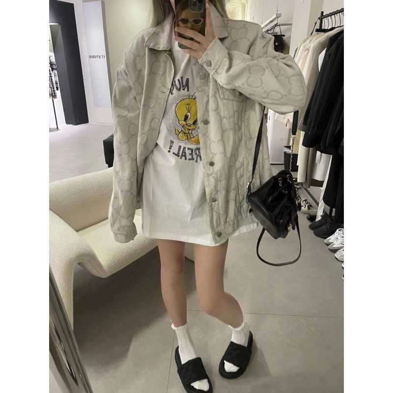 Men's Jackets NEWGGS 25ss letter jacquard full print denim jacket men's and women's autumn and winter new jacket T260116