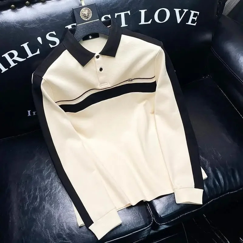 Pullover Fashion Trends Mens Polo Shirts Winter Tight Male Sweatshirts Slim Fit Funny Elegant Korean Autumn Xl 250724