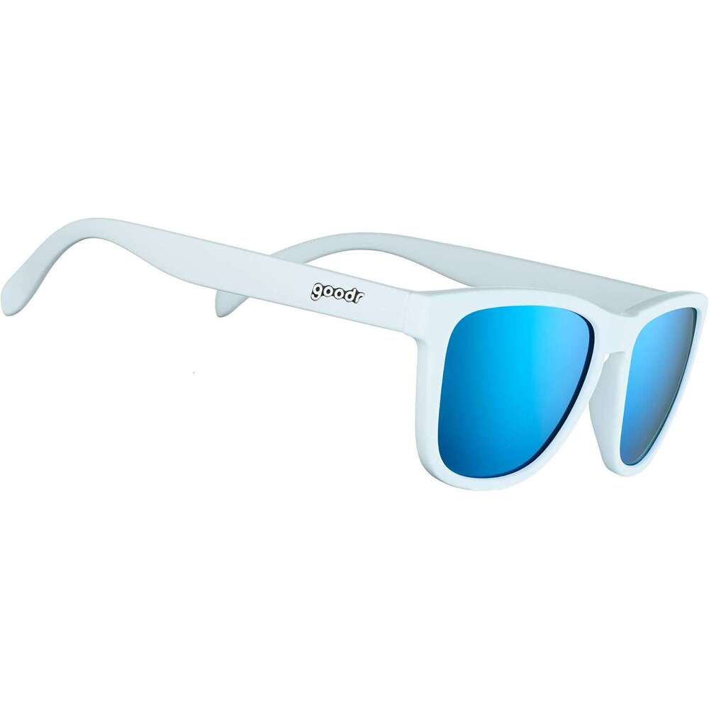 Iced By s Polarized Sunglasses for Men & Women, Medium Sized (OG), White Solid Frame with Blue Mirrored Reflective Lens, UV400 Protection, Slip, No