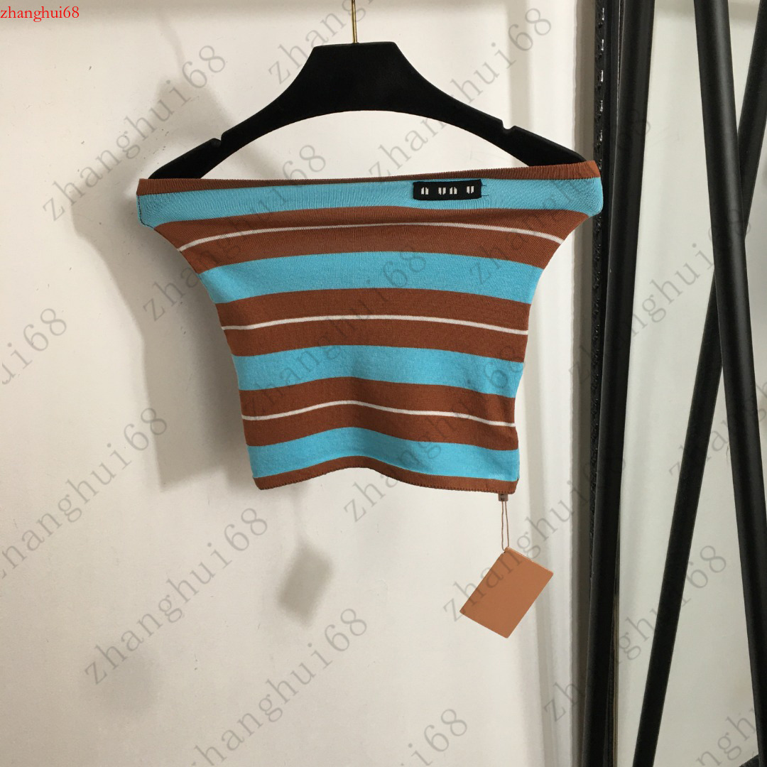 Womens Vest Designer Style Sleeveless Tube Top Fashion Letter Logo Vacation Knitted Vest Striped Style Stretchy Trendy Top 28$