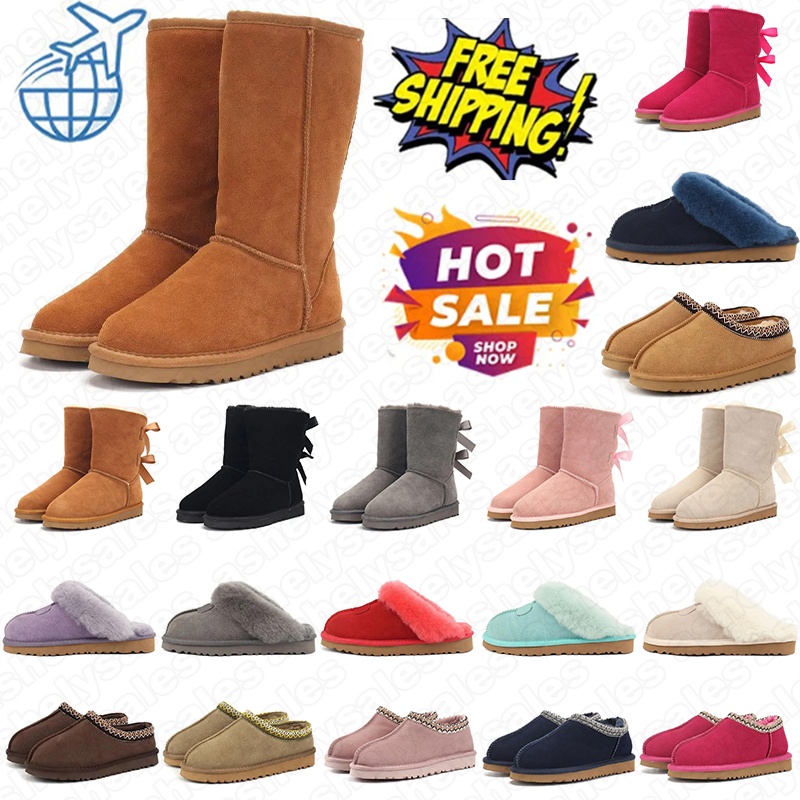 free shipping designer boots mid-calf tasman australia slippers womens tazz slides shoes black mens shoes suede snow Bowtie bowknot snow boots hotsa