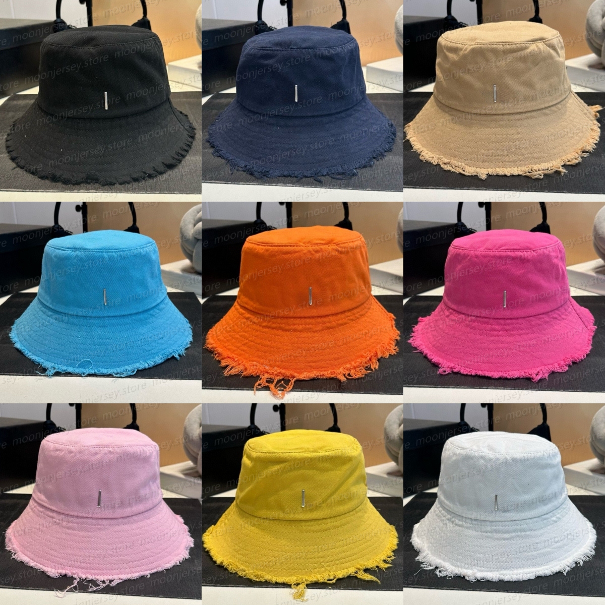 (go off picture not the description) Fashion Designer Fisherman Caps Summer Vocation Beach Hats Checkered Bucket Hats Luxury Woven Coloful Accessori