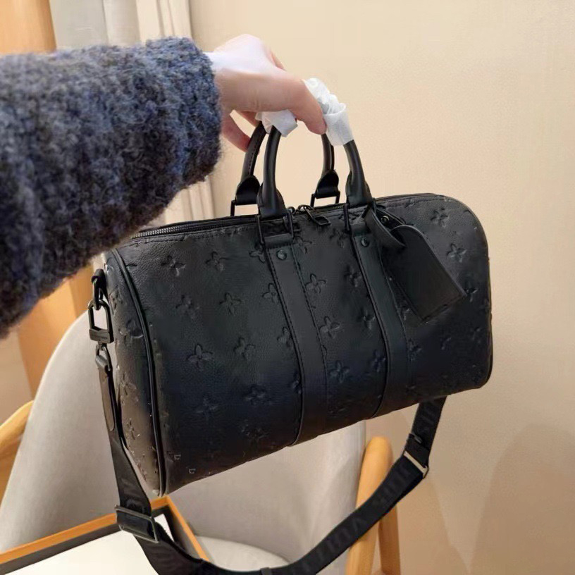 Large capacity short distance travel bag cowhide mens bag sports pillow bag trendy street shoulder handbag crossbody bag casual bag-image-1068301090