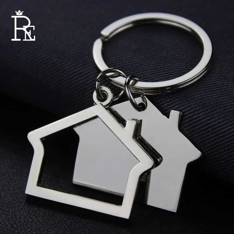 Re 100pcs/lot Free Shipping Alloy House Home Men Women Gift Keychain Keyring Key Chain Ring Car Bag Costomized Wholesale 250715