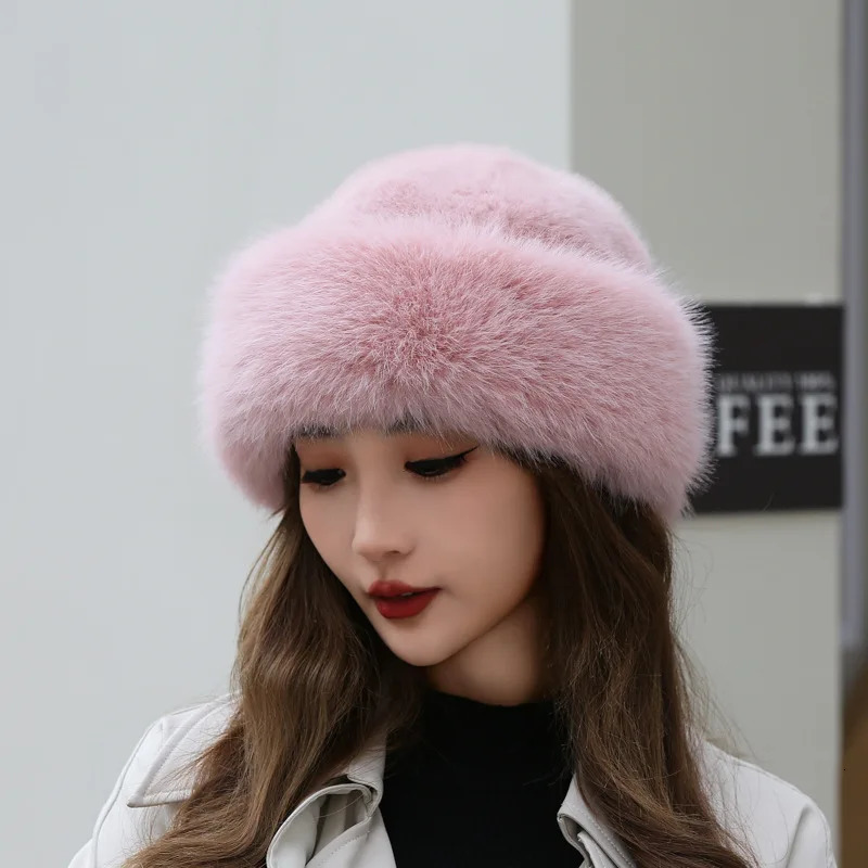 Fashion Winter Thick Furry Hairband Fluffy Russian Faux Fur Women Girl Fur Hat Winter Outdoor Earwarmer Ski Hats Beanies Cap 250725