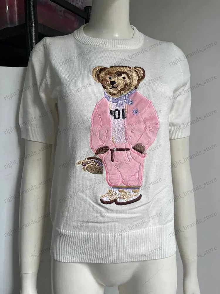 Summer Brand Bear Cartoon Knitted Sweater T-Shirt Women Ts Fashion Ladies Knitwear Jumpers Tops Shirts Casual Pull Femmes T250725